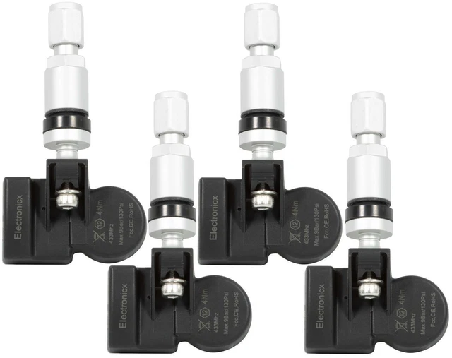 Capteurs TPMS Sans Fil Pour Ford Fiesta, Focus, Kuga, B-Max - Valve Métal Argenté - Facile à Installer - Fabriqué En Allemagne
