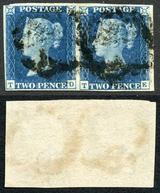 1840 2d Blue (TD/TE) Plate 2 Four margins Cat 2500 pounds