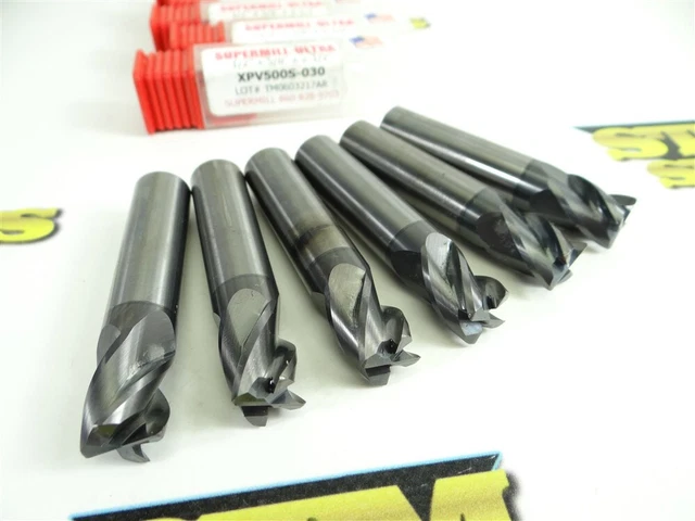 Lot Of 6 Supermill Solid Carbide 4 Flute Corner Radius End Mills 1/2" X .030"