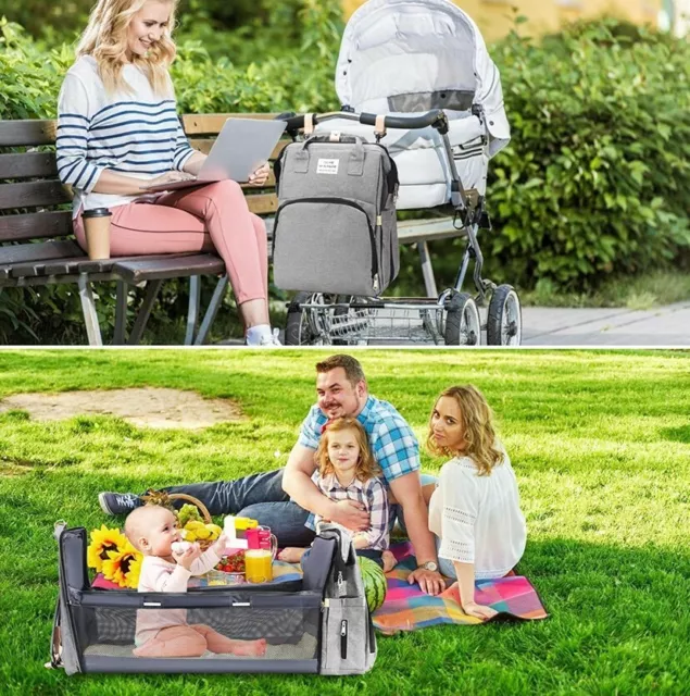 3 in 1 Travel Bassinet Diaper Backpack foldable Baby bed, Changing Station. 2