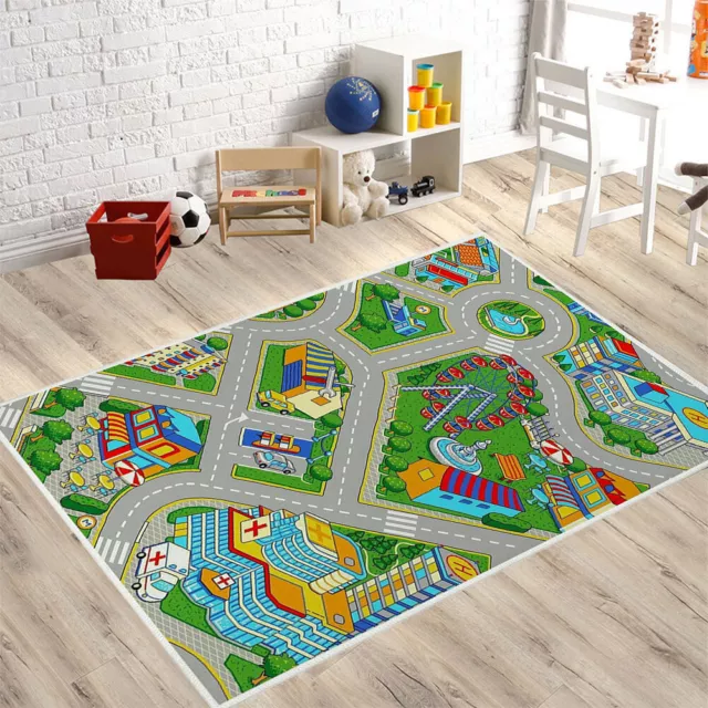 Kids Cartoon Carpet Rectangular Crawling Rug for Playroom Bedroom (60*90cm C)
