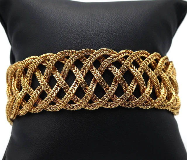 Bracelet Vintage Unoaerre En Or Jaune 18kt 750 - Années 50, Style Perles, Unisexe