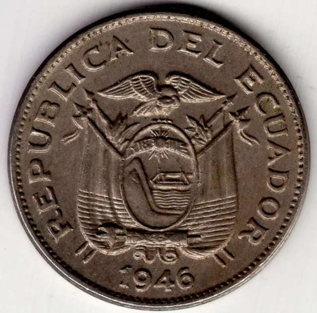 1946 Ecuador Ten 10 Centavos  Nice World Coin