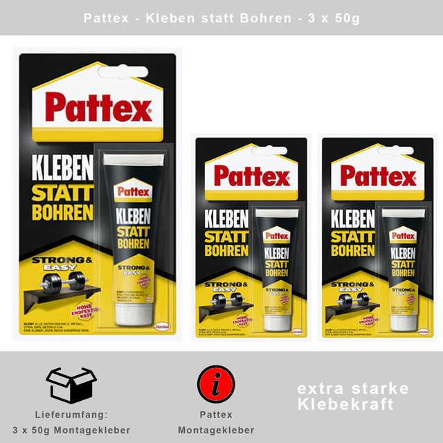 Adhesivo Pegar en lugar de Agujerear 3 X 50g - Extra Fuerte - Blanco - De Henkel