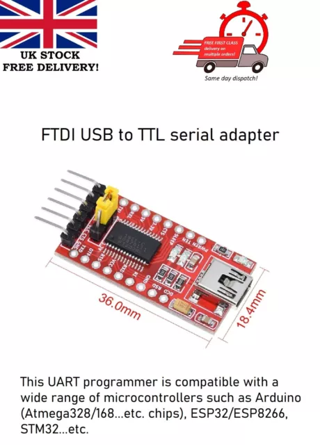 FTDI SERIAL ADAPTER FT232RL FT232 TTL USB UART Programmer for ESP32 ...