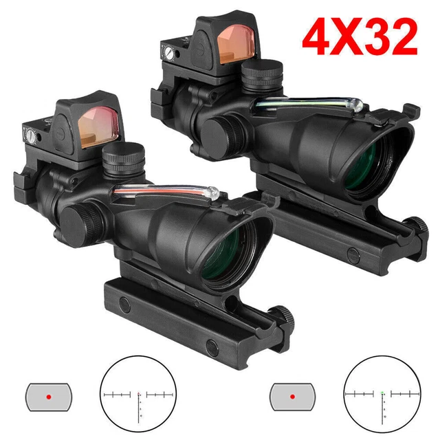 WITH SCOPE ACOG Reticle Optic Green 4x32 Illuminated Fiber Red Sight ...