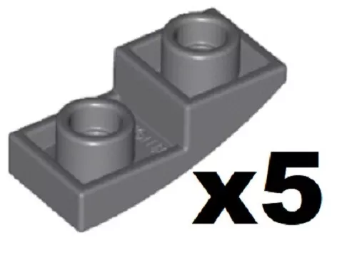 Lego 5 New Dark Bluish Gray Slope Inverted Curved 2x1 x 2/3 Stud Stone Grey DG04