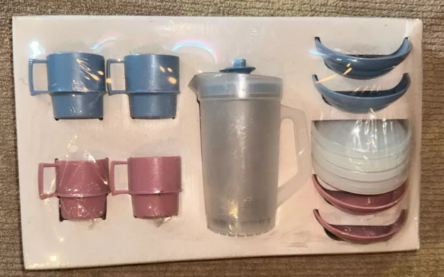 Tupperware Kids Mini Tea Party Set Classic Pitcher, Mugs & Bowls Pink  Purple New