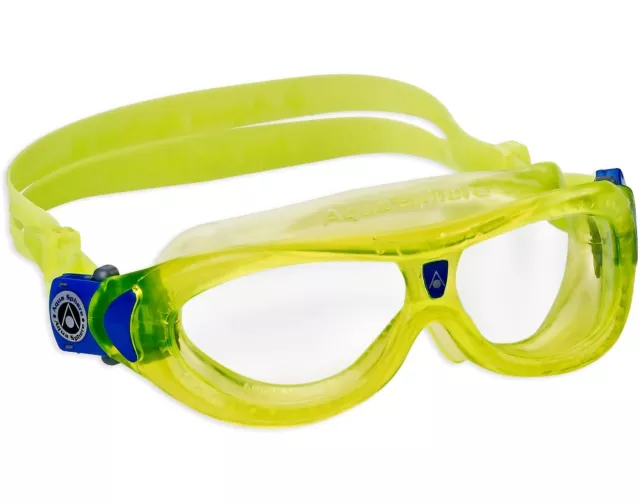 GREEN Aqua Sphere SEAL KID 2 Clear Lens Swim Class Goggles LIME Kid Mask 175310