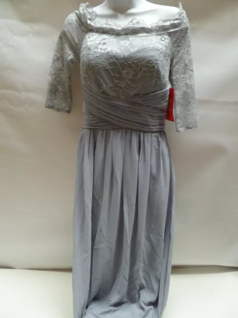 Little Mistress Tall All Over Lace Top Floral Maxi Long Prom Dress Grey Uk 8 New