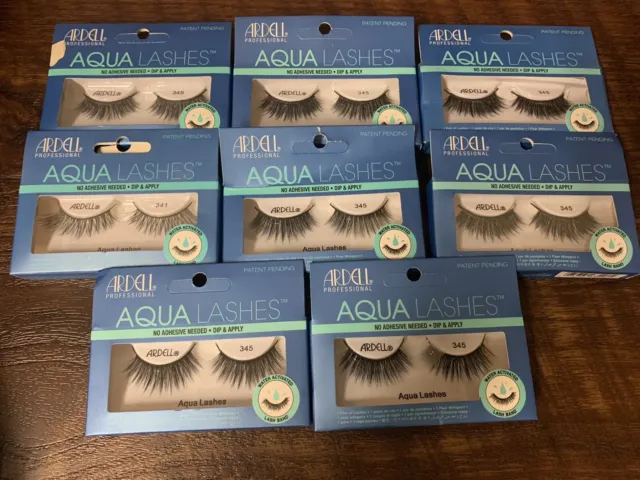 8 PACK Ardell Aqua Strip Lashes, Black NO adhesive needed Fast Shipping #345