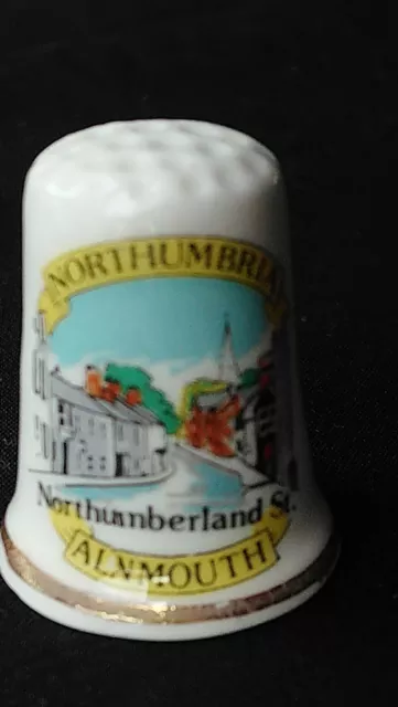 Alnmouth Northumberland St. Railway Aln Howick Hall Bone China Souvenir Thimble