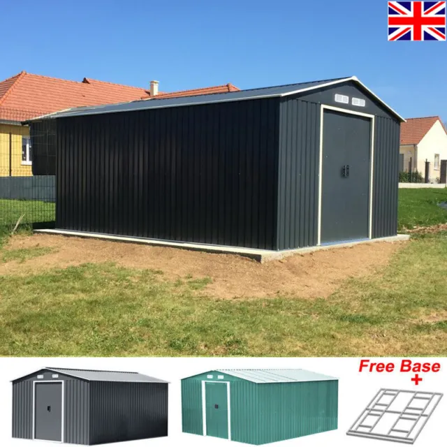 12 x10/8 x6 FT Large Garden Shed Big Outdoor Warehouse Steel Garage Tools Base