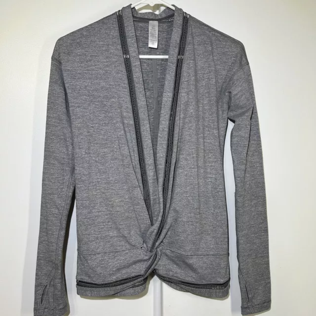 Ivivva by Lululemon GIRLS On the Move Twist Front Shrug Top Gray Size 14