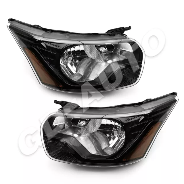 Headlights Headlamps Pair Passenger Driver Black For Ford Transit 2015-2023