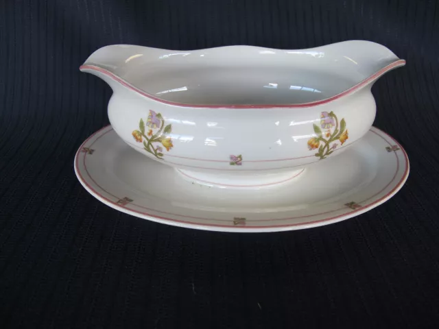 St Albans O P Co Syracuse China Gravy Boat No RR back stamp, MPRR Pattern Scarce