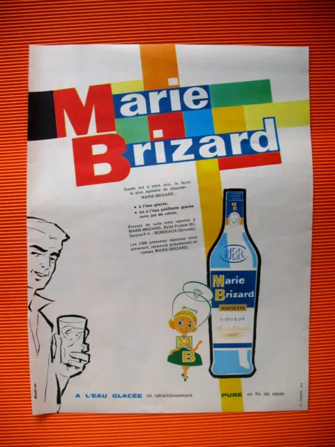 Publicite De Presse Marie Brizard Anisette Liqueur French Ad 1961