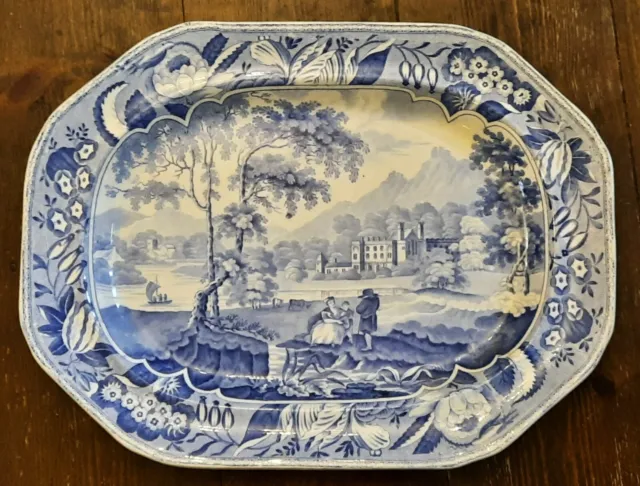 Rare Georgian Chetham & Robinson Parkland Scenery Pearlware Transferware Platter