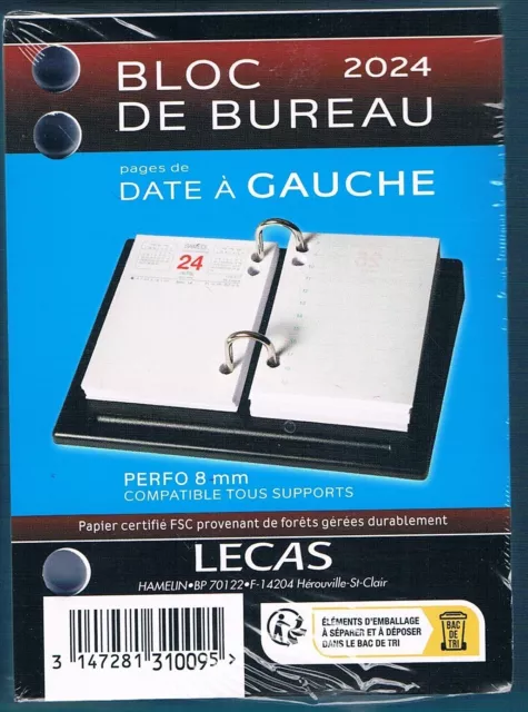 Calendrier 2024 Bloc de bureau Date à Droite Ephéméride Compatible