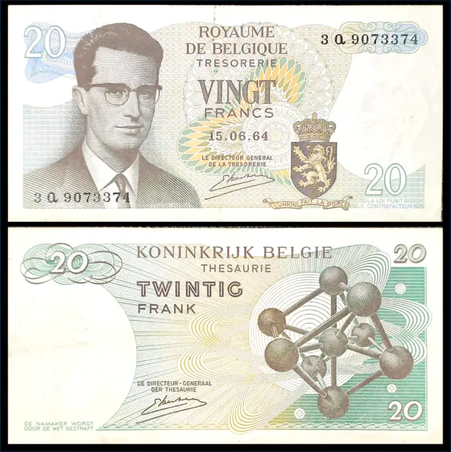 Billet Brief 20 Vingt francs frank België Belgique Belgium 15.06.1964 P#138.B