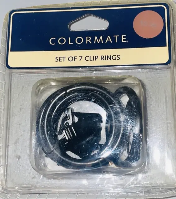 Colormate Set of 7 Metal Clip Rings for Drapery  Rods up to 3/4 inch dia. Black