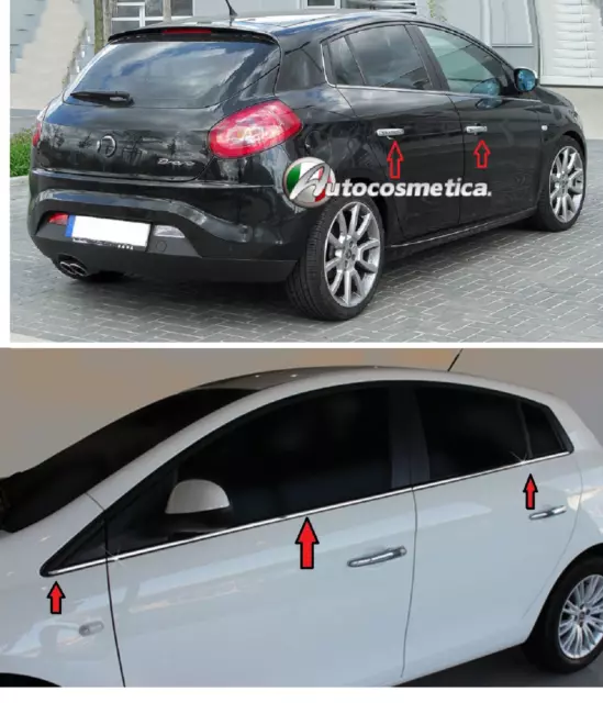 Leisten 6 Fensterheber + 8 Cover Griffe Stahl Chrom für Fiat Bravo 06-16