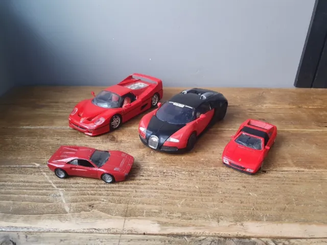Ferrari toy car bundle X3 model toy cars and 1 bugatti Veyron