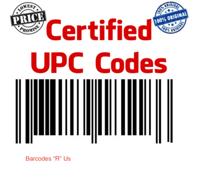 10 UPC Codes Barcode Number Amazon Certified Approved Immediate Delivery CSV