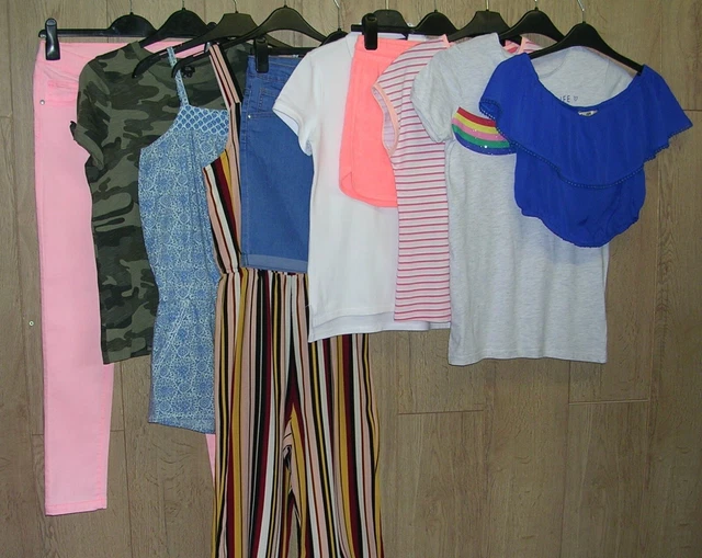 RIVER ISLAND ABERCROMBIE H&M etc Girls Summer Bundle Shorts Tops Jeans Age 13-14