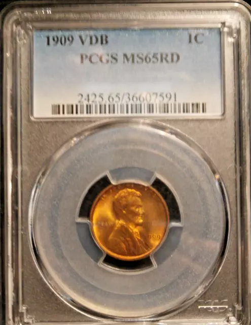 1909 Vdb Lincoln Cent - Pcgs Ms-65 Rd - Nice Coin