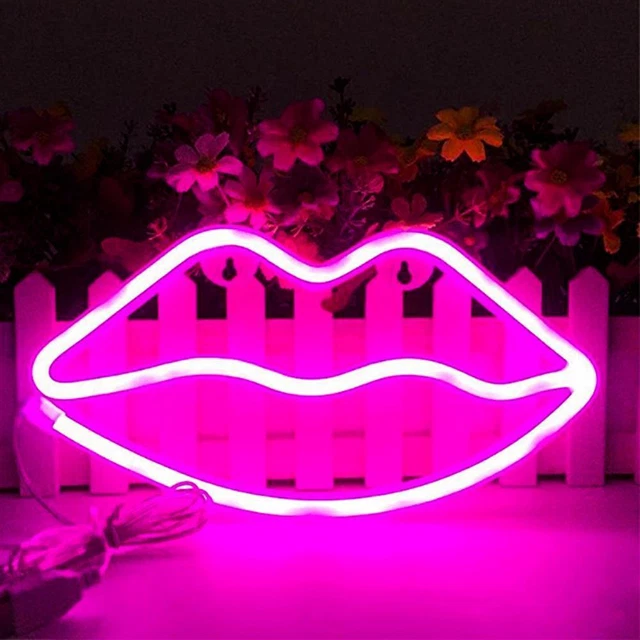 Insegna al neon led interno luci notturne labbra lampada decorazione parete luce per camera di Natale