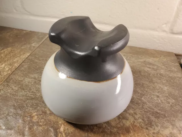 Vintage Large White and Brown Ceramic Threaded Insulator - Original GUC!