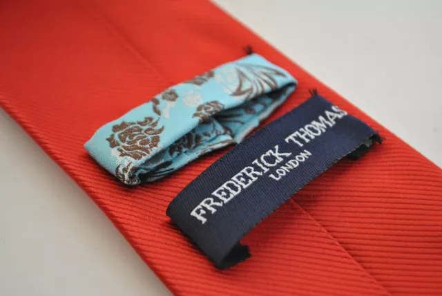 Frederick Thomas Designer-Herren-Krawatte - hellrot - schlichte handgefertigte Hochzeit 3