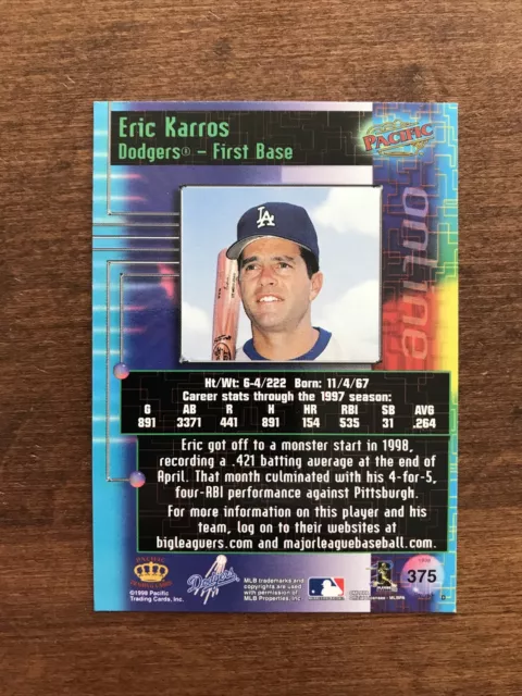 ERIC KARROS 1998 Pacific Online #375 Los Angeles Dodgers EUR 1,09 ...