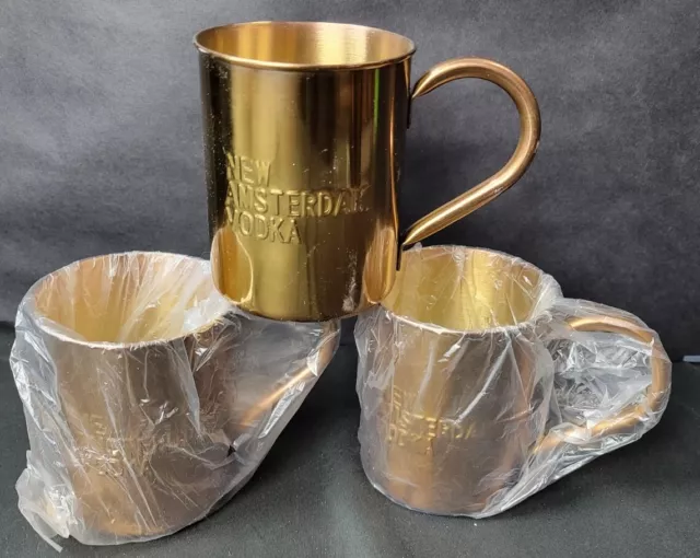 New Amsterdam Vodka Moscow Mule Copper cups set of 3 New