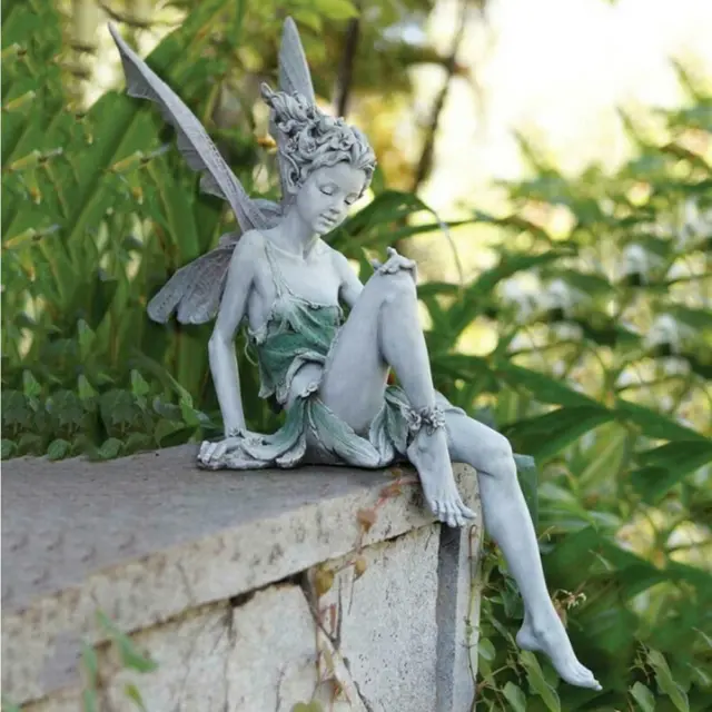 Elfe sitzend Fee Figur Feen Elfenfigur Feenfigur Garten Dekofigur Sitzposition