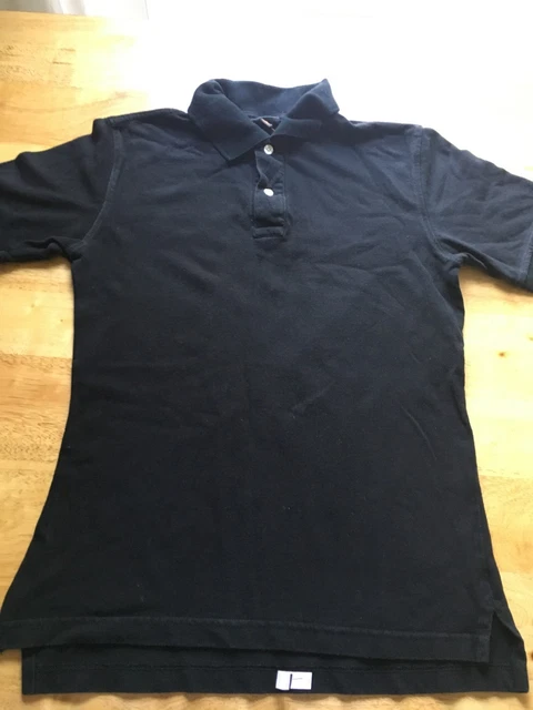 -MEN`s T-SHIRT Size SMALL Polo Rugby Henley Solid Black Cotton golf