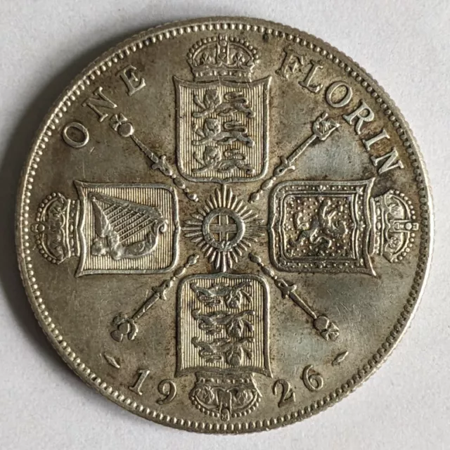 1926, George V, Florin, 2s coin