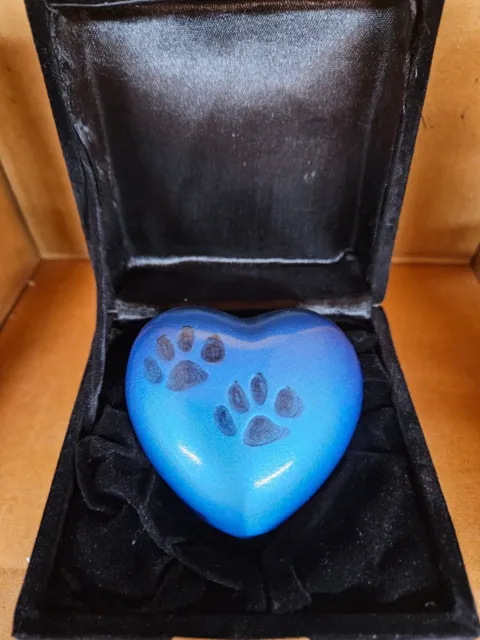 Palm Sized  Cremation Urn  Heart Shape For Your Pet Dog Or Cat, Reduced To Clear