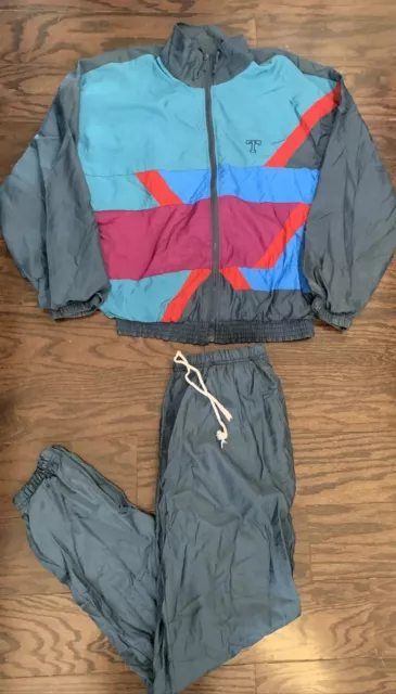 Vintage 1990s TODD 1 Color Block Wind Suit Track Suit Jacket Pants Womens Large