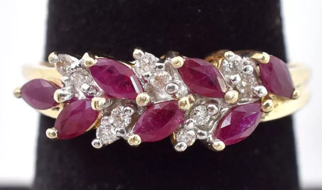 Astounding 14K Yellow Gold Ruby and Diamond Ring