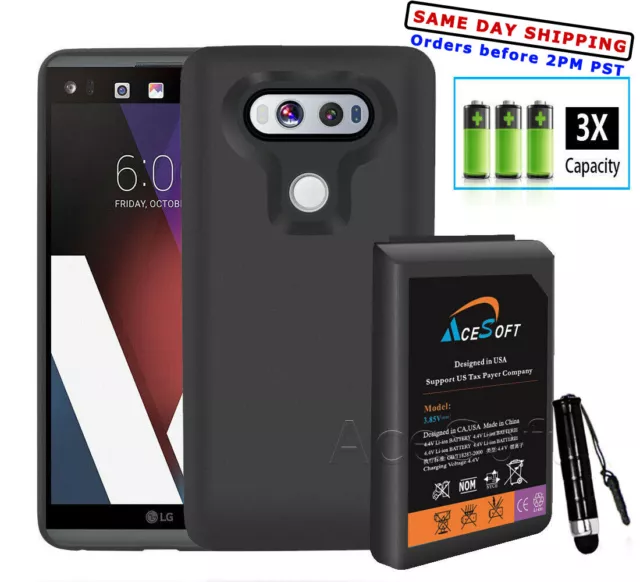 Upgraded LG V20 10900mAh Extra Replacement Extended Super Battery+Black TPU Case