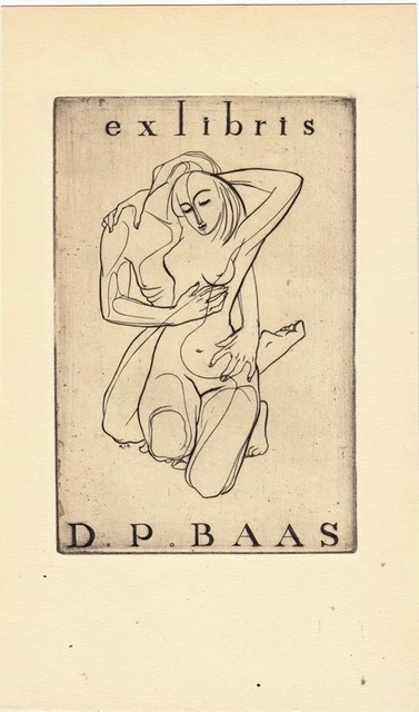 Exlibris Bookplate Gravure sur Cuivre Ru Van Rossem 1924-2007 Aktpaar Nu