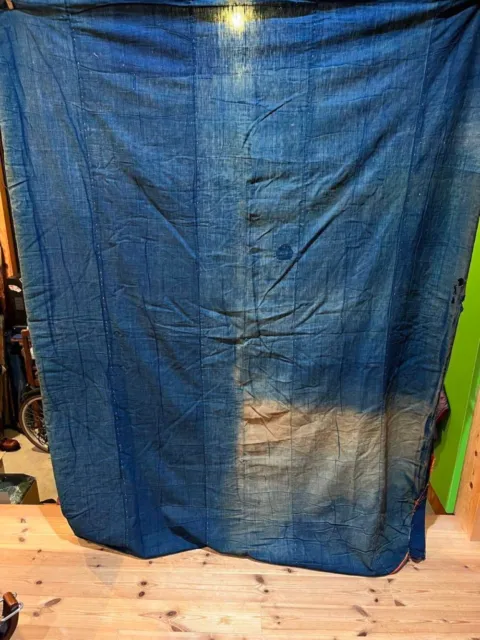 Vintage Japan BORO Large Cloth Patchwork Japanese Indigo-dyed Blue 1.9m/74.8" 02