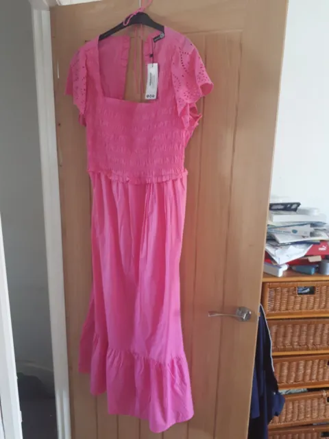 BNWT BOOHOO TALL Pink Summer Beach Holiday Gypsy Festival Party Dress Size 16