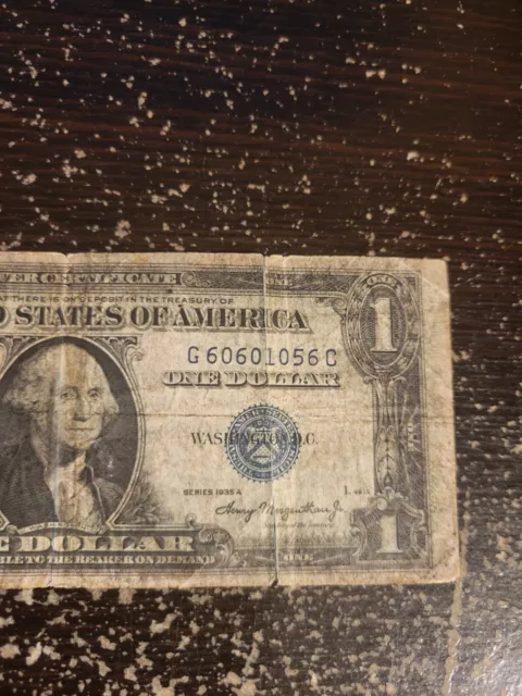 Series 1935 A One Dollar $1 Blue Seal Note US federal bill G60601056C