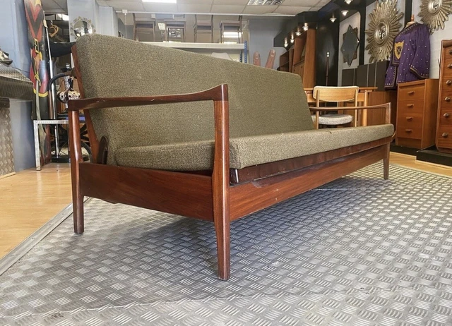 UK DELIVERY RARE Mid Century Cintique Daybed Sofa Bed In Afromosia Wood Danish,,