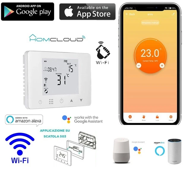 Thermostat Programmable Numérique Wifi Pour Caisse 503 Alexa Google Ios Android