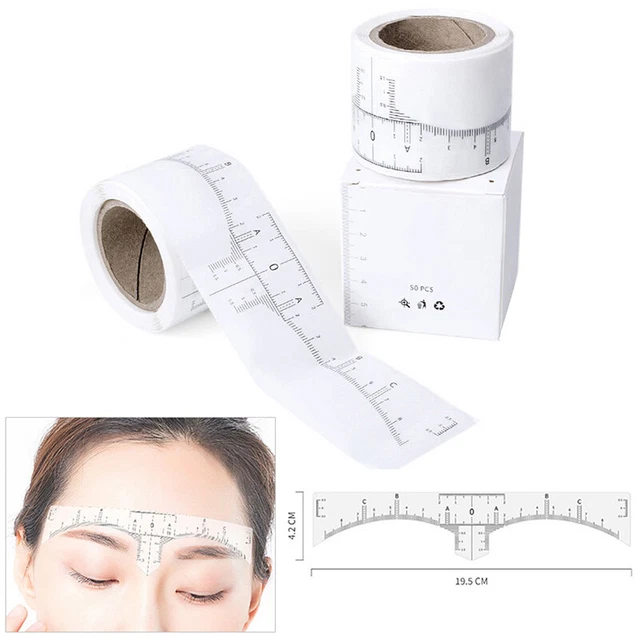 50Pcs Disposable Eyebrow Tattoo Ruler Sticker Microblading Measure Tool Eye BrID