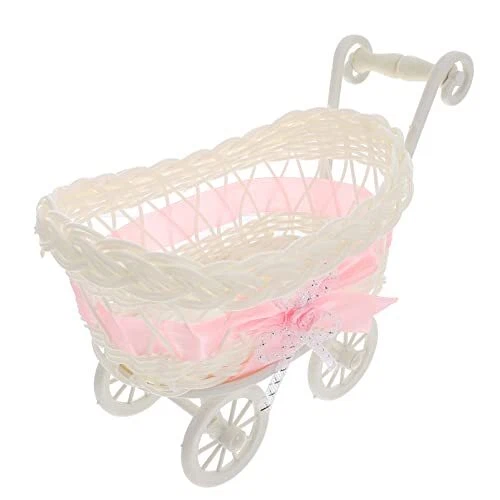 Wicker Stroller Decoration Rattan Baby Carriage Baby Doll Stroller Woven